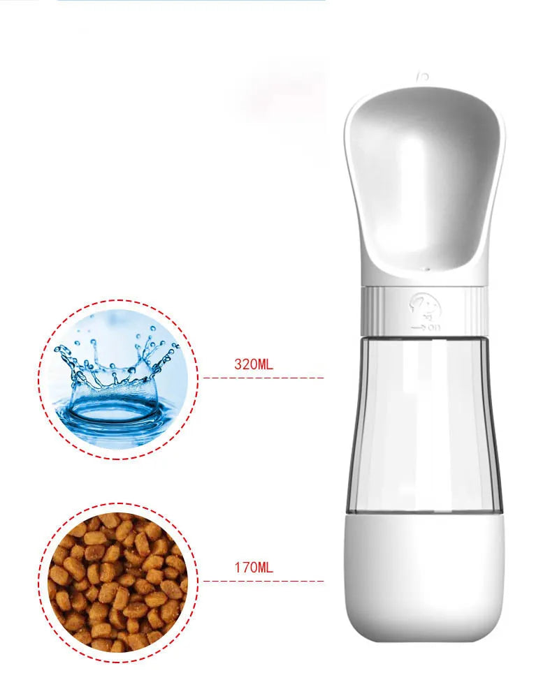 2-in-1 Hunde-Reiseflasche mit Futter- & Wasserspender