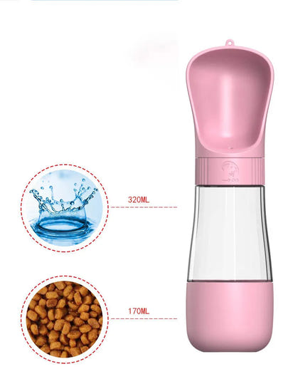 2-in-1 Hunde-Reiseflasche mit Futter- & Wasserspender