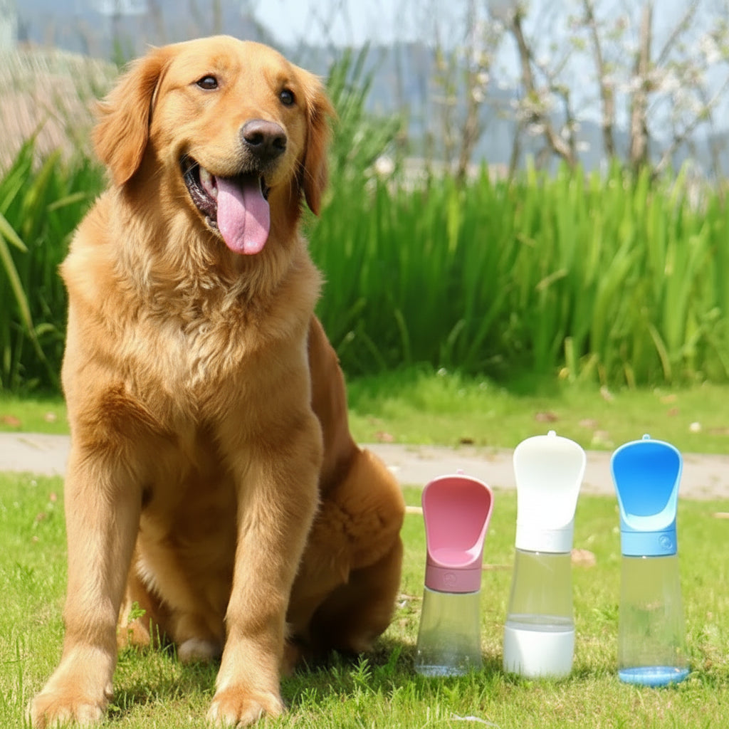 2-in-1 Hunde-Reiseflasche mit Futter- & Wasserspender