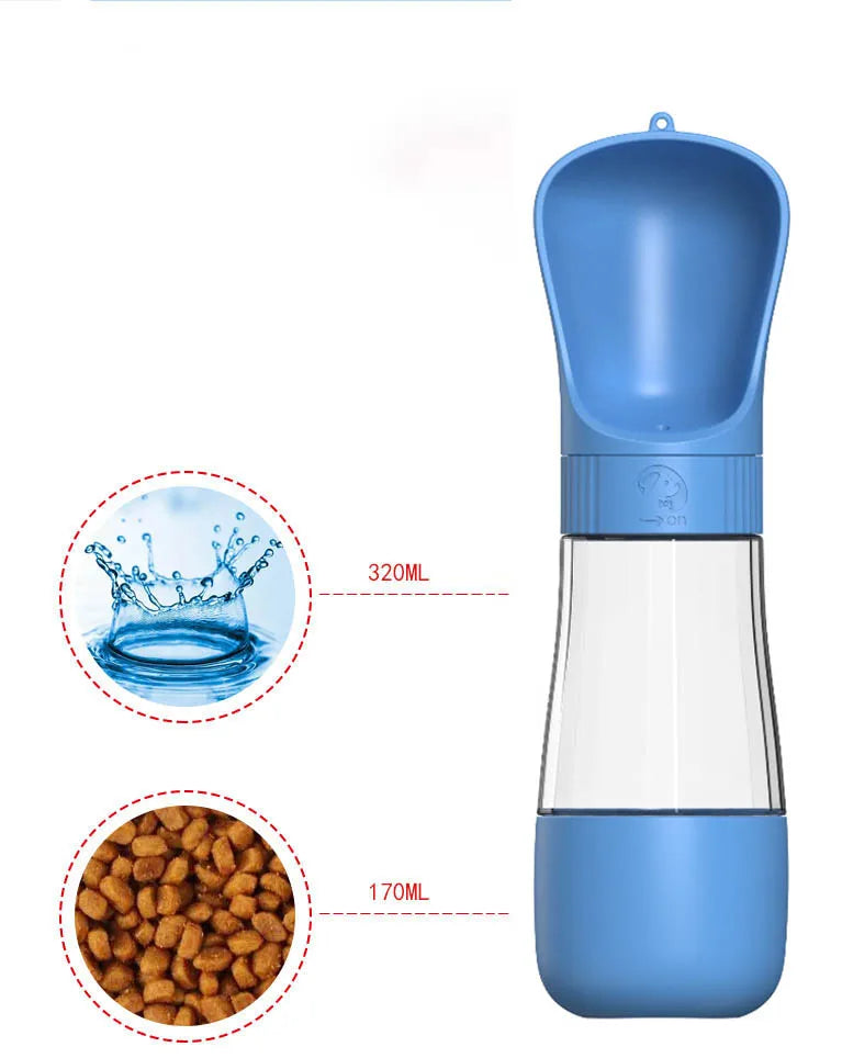 2-in-1 Hunde-Reiseflasche mit Futter- & Wasserspender