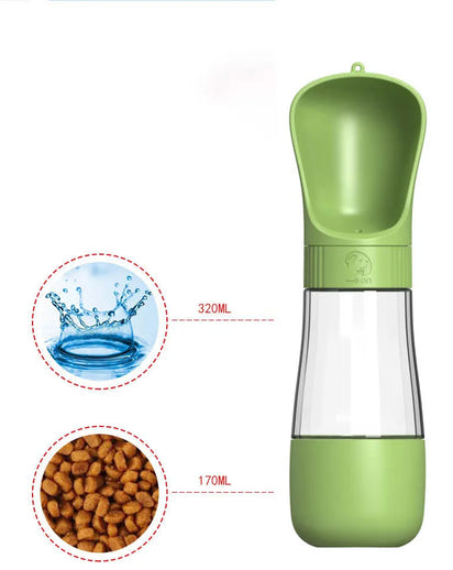 2-in-1 Hunde-Reiseflasche mit Futter- & Wasserspender