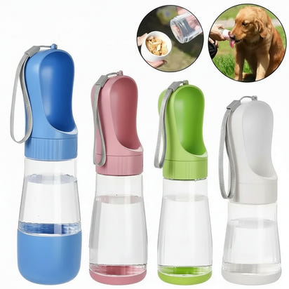 2-in-1 Hunde-Reiseflasche mit Futter- & Wasserspender