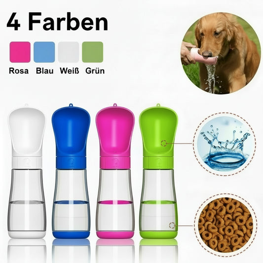2-in-1 Hunde-Reiseflasche mit Futter- & Wasserspender